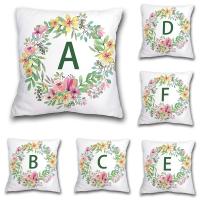 Funda de Almohada de Peluche de Lujo Floral de Alfabeto Decoración Moderna Simple para Sofá Silla - details 0