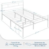 Cama Individual Hierro Cama Metálica para colchón de 90 x 190cm Cama Industrial Estructura Metal - details 80