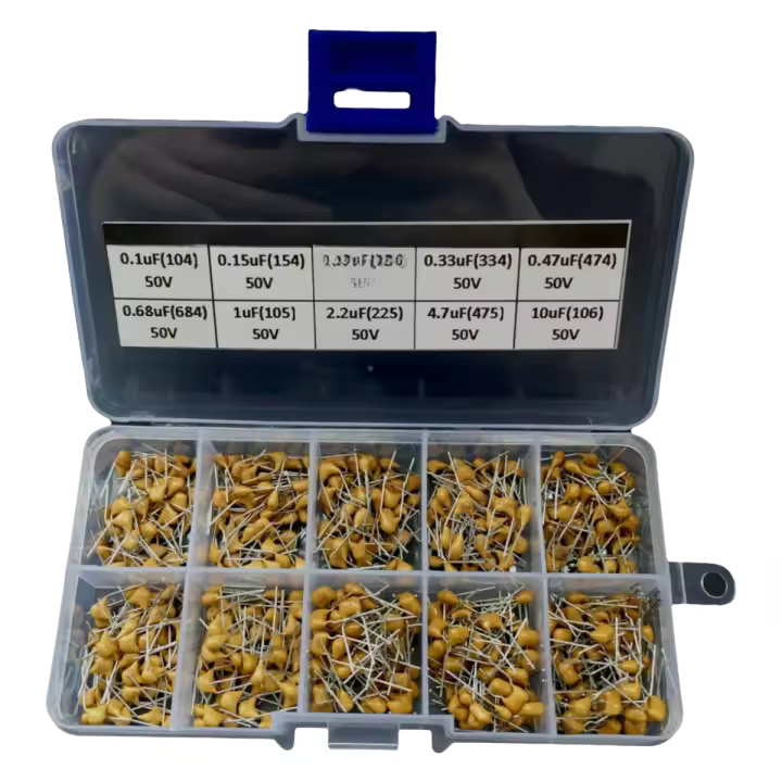 Kit surtido de condensadores cerámicos de 500 Uds., 10 valores, 0,1 uF a 10uF, 104-106, 50V, conjunto de caja multicapa para proyectos electrónicos de bricolaje - 1
