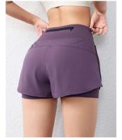 Pantalones cortos de yoga con bolsillos para deportes activos con cintura elástica y capa para correr de secado rápido para mujer - details 13