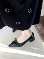 Nuevo arco tacón grueso versátil viajero puntiagudo Mary Jane boca poco profunda viajero versátil zapatos individuales zapatos de mujer - details 6