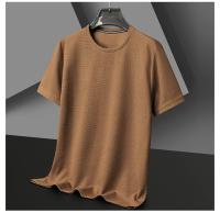 Polo de manga corta para hombre, camiseta de manga corta de algodón con cuello redondo y empalme a la moda de Polot liso con gofres, para uso diario - details 10
