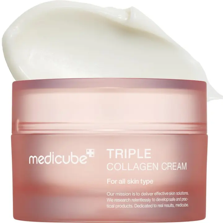 Crema hidratante reafirmante medicube Triple colágeno con ácido hialurónico, elastina premium, manteca de karité para el cuidado de las arrugas - 1