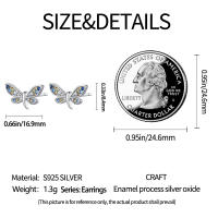 Pendientes de plata de ley 925 para mujer, aretes con forma de libélula y pájaro, joyería fina para boda, novedad - details 27