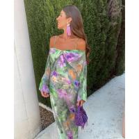 Elegante Vestido Floral de Poliéster Conjunto de Vacaciones de Alta Gama para Playa - details 5