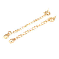 Cadenas de latón de Color dorado de 18K con extremo de gota, cadenas extensibles con cierres redondos de resorte, suministros de joyería Diy de alta calidad para mujer - details 18