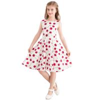 Vestido retro para niña, vestido vintage de princesa de verano sin mangas con lunares de algodón ligero y romántico floral de los años 50 para fiesta y boda Daliy - details 39