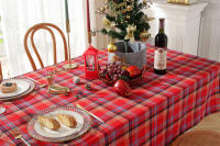 Mantel de Mesa de Cuadros de Navidad Tejido de Poliéster y Algodón en Rojo y Verde para Hogar y Fiestas - details 19