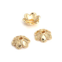 50 Uds. De cuentas redondas de latón de Color dorado de 18K, tapas de hojas de árbol y flores, suministros para hacer cuentas de joyería, accesorios Diy - details 14