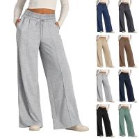 Pantalones anchos de mujer estilo casual cintura alta algodón y poliéster tela batik elástica de alta elasticidad - details 0
