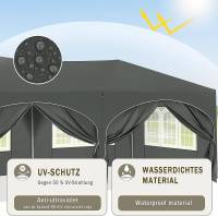 Carpa Gazebo 3x6m 6 Paredes Laterales Impermeable Protección UV 50+ Altura Ajustable Gris - details 3