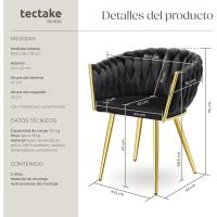 Acolchada con Reposabrazos, Diseño Anudado, Estructura de Acero, Cocina, Sillas Comedor Nordica - 2 Sillas - details 3