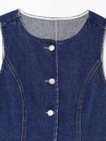 Chaqueta Denim de Verano 2025 para Mujer Cuello Redondo, Camisa de Moda Sólida, Vestido de Calle Elegante, Ropa al Aire Libre - details 5