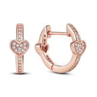 Pendientes de aro para mujer, pendientes de aro de corazón pavimentado de Plata de Ley 925 para mujer, pendientes, regalos de joyería - details 5