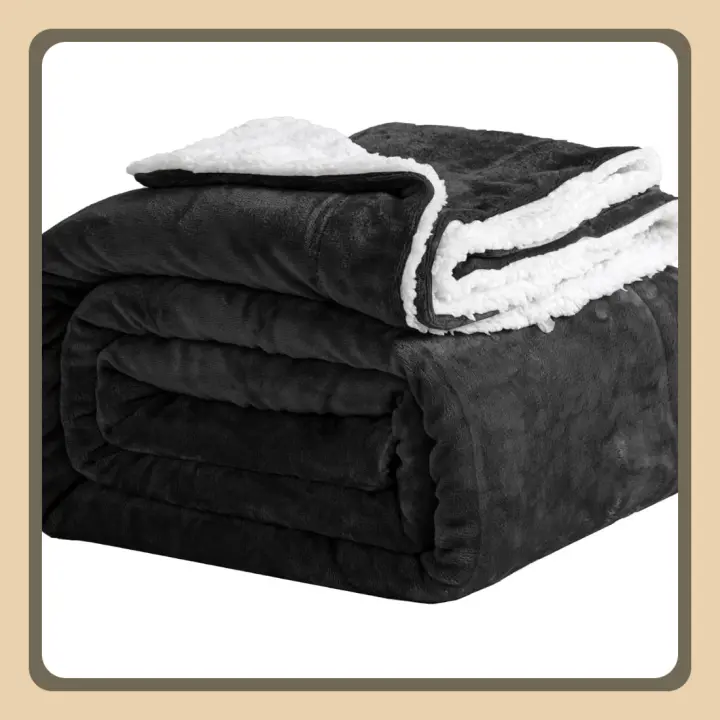 Mantas 230x270cm, Manta y Colchas, Mantas para Sofá, Manta de Franela Sherpa Gruesa de Invierno Manta (Negro) - 1