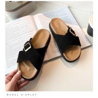 2025 Sandalias de verano para mujer, suela gruesa, plataforma cruzada, chanclas de playa retro, correa única, zapatos casuales - details 14