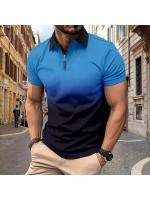 POLO de hombre, gran venta de polos de hombre con estampado de cremallera, rayas de tela plana, camisa POLO. - details 2