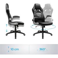 oficina ergonómica, giratoria y altura ajustable, estudio, ruedas, Negro OBG62B - details 1