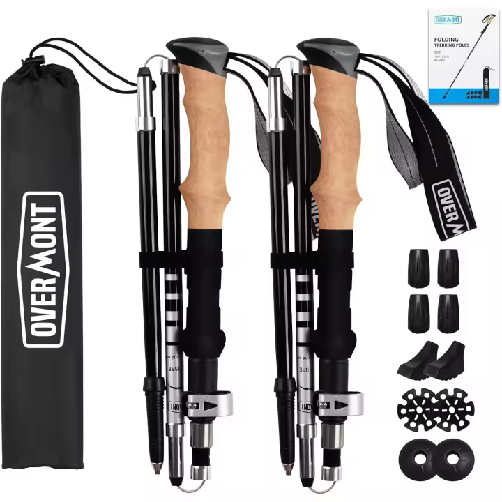Bastones Trekking Bastones Senderismo Plegables de Carbono Ultraligeros Ajustables 105-125CM 1 Par Bastones Marcha Nórdica para Senderismo Alpinismo Trail Viaje - 1