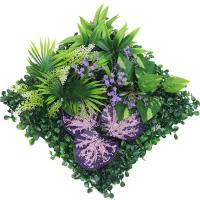 Panel de pared de plantas artificiales DIY, simulación realista duradera, hoja de planta de arce, verde, 25x25cm, estera de hierba verde falsa - details 13
