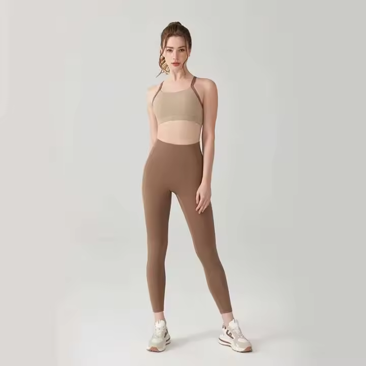 Conjunto de yoga con contraste de color para mujer, sujetador que absorbe los golpes de alto impacto con almohadillas fijas y mallas que levantan la cadera, ropa deportiva Fierss, gimnasio - 1