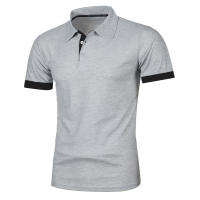 Polo de manga corta ajustado para hombre, camisa de cuello suave y sólido, trabajo, Golf, senderismo, informal, azul marino/blanco - details 11