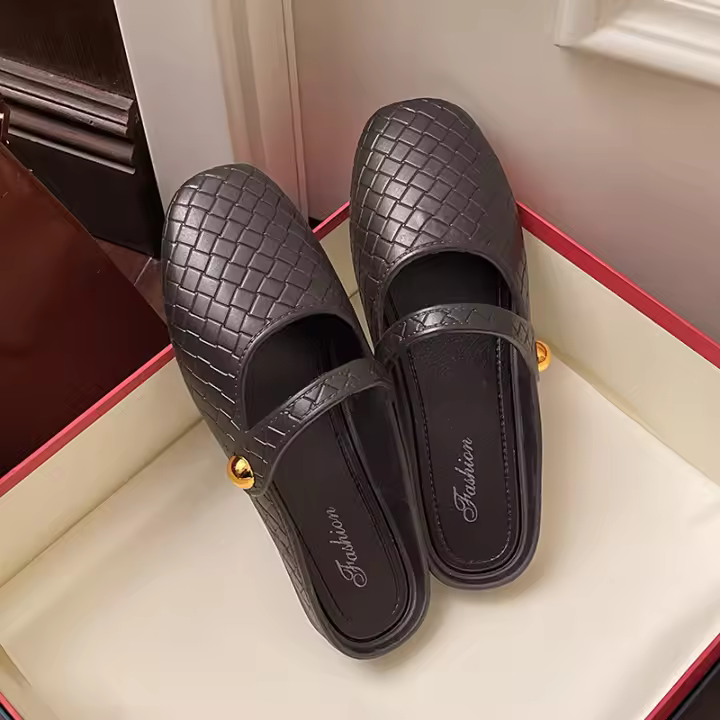 Baotou-pantuflas Francesas para Mujer Ropa de Abrigo de Verano Zapatos Perezosos de Un Paso - 1