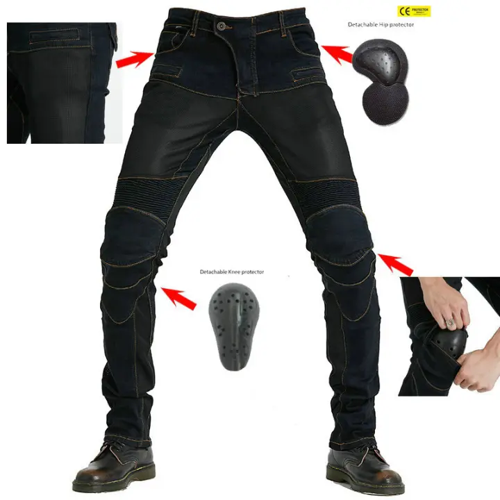 Motocicleta equitación jeans anti-caída locomotora caballero pantalones equipo carreras pantalones verano malla PK-719 al por mayor. - 1