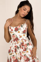 Vestido suspendido con espalda abierta para mujer, falda de longitud media con flores fragmentadas, estilo dulce y picante, verano 2025 - details 2