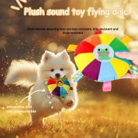 Divertido platillo volador de felpa de arcoíris, juguetes para perros, juegos de entrenamiento interactivos al aire libre, juguete para masticar, mascotas, discos voladores, juguetes, accesorios para perros - details 3