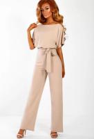 Mameluco Capri recortado de pierna ancha para mujer, pantalones Palazzo, mono de manga corta con pajarita - details 12