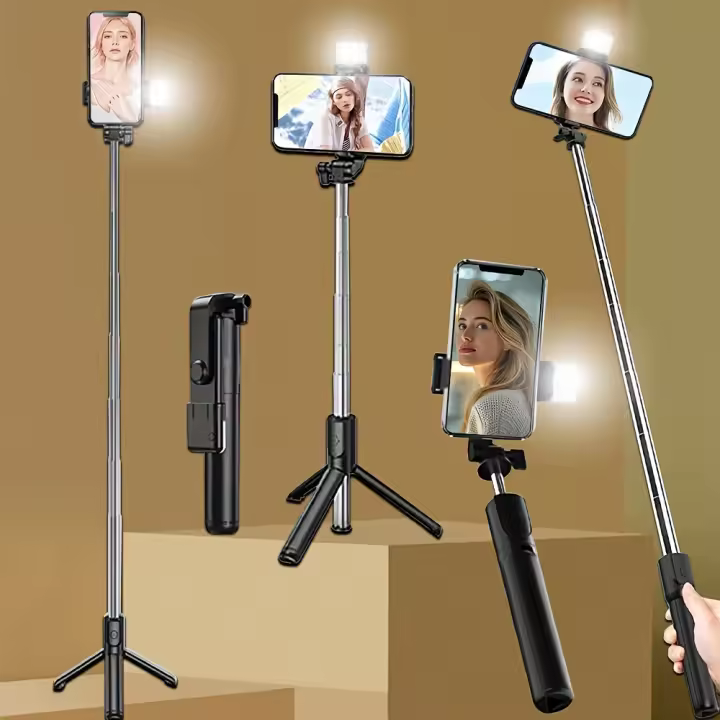 Trípode universal para teléfonos inteligentes, palo de selfie retráctil integrado con control remoto inalámbrico, disparo panorámico de 360 ° , compacto y portátil, esencial para viajes. - 1