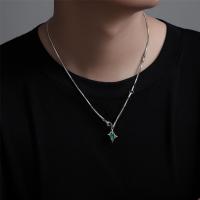 Collar de Acero Titanio Unisex con Zirconia y Estrellas Gemelas Diseño Exclusivo Hip-Hop Lujoso - details 1