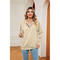 Sudadera con capucha informal para mujer, moda coreana para botones planos - details 17