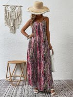 Vestido largo de verano sin mangas para mujer, prenda con estampado vintage, cuello en v elegante para fiesta en la playa - details 3
