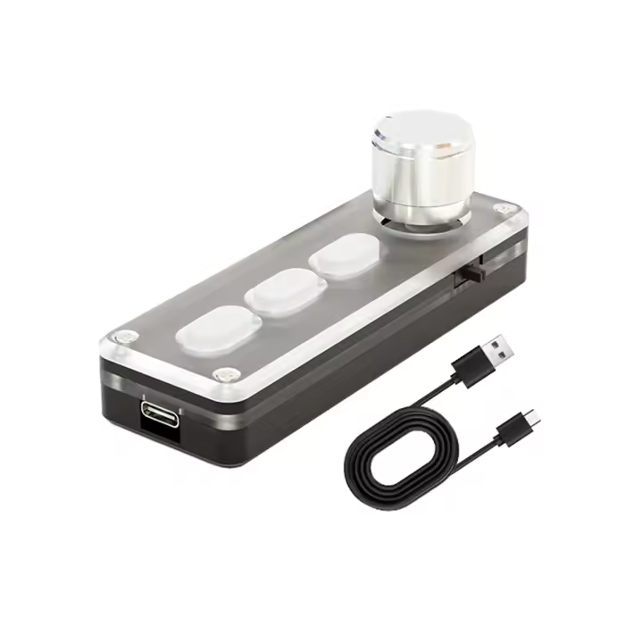 Mini teclado mecánico Macro para juegos, teclado de programación personalizado de silicona, silencioso, 3 teclas, 1 perilla, Bluetooth, blanco - 1
