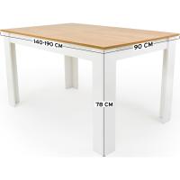 Comedor, Modelo Denver, para salón, Cocina, Acabado Blanco y Cambria, Dimensiones 138 (Largo) x 90 (Ancho) x 75 (Alto) (Blanco/Madera) - details 7