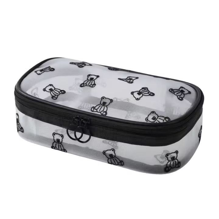 Bolsas de cosméticos de malla informales de gran capacidad, bolsa de almacenamiento de artículos de tocador con cremallera INS, portátil con asa, bolso de lavado Visible para exteriores - 1