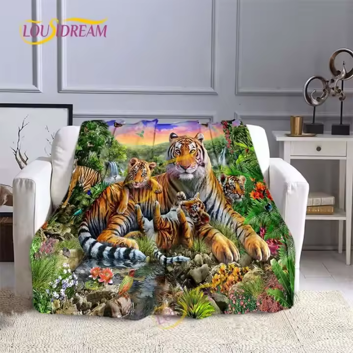 Manta de Tigre de Floran de 3D Caliente Almohada de Peluche para Dormir y Parar - 1