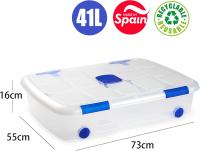 Caja de Almacenaje con todos tamaños plástico de alta calidad, reutilizable y reciclable resistente con tapa ,cierres y ruedas 5/12/16/25/30/31/35/36/46/55/56/57/61litros marca PlacticForte - details 8