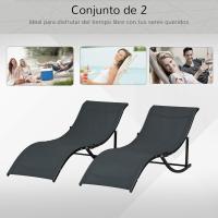 Plegables Tumbonas de Jardín con Marco de Aluminio en Forma de S Carga de 120 kg para Piscina Patio Terraza 165x61x63 cm Gris Oscuro - details 24