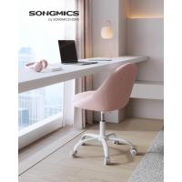 Silla de Oficina en Casa, Silla Giratoria de Algodón y Lino, Silla de Escritorio, Acolchada con Espuma, Altura Ajustable, para Estudio, Dormitorio, Azul Pálido OBG020Q01 - details 17
