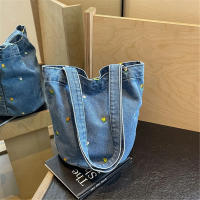 Bolso de cubo de mezclilla bordado, bolso de mano de gran capacidad, bolso de hombro que combina con todo, bolso de compras portátil para mujer, nuevo - details 5