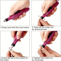 83 piezas Juego de herramientas de grabado y pulido Magenta Craft, que incluye una máquina de grabado y un bolígrafo de esmerilado para joyería DIY, vidrio, madera y plástico, versión USB. - details 4