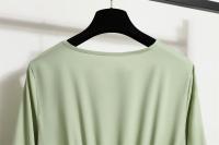 Vestido largo ajustado a la cintura con jersey de manga larga de color liso para mujer - details 27