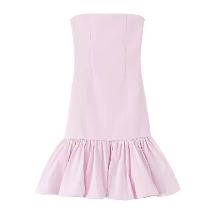 PB & ZA 2025 dulce temperamento suave viento espalda descubierta tubo top vestido Falda corta novedad de verano ropa de mujer - 1
