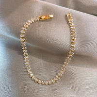 Pulseras de cadena geométricas de cristal romano de lujo para mujer, pulsera de tenis con dije de Marquesa de diamantes de imitación góticos a la moda, joyería de boda - details 3