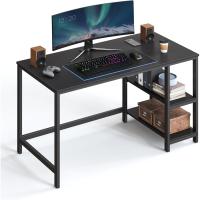 Escritorio con 2 Estantes a la Izquierda o a la Derecha, Mesa de Trabajo, para Salón Oficina, Estructura de Acero, Industrial, Negro Ébano LWD047B16 - details 0