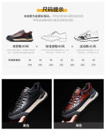 Zapatos de los hombres de la marca de moda de alta gama de primavera nuevos zapatos de la junta deportiva rayados a mano zapatos casuales de coincidencia de color de cuero de la plataforma de los hombres versátiles - details 7