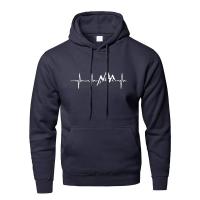 Sudadera De Manga Larga Para Hombre Mountain Heartbeat En Negro Y Gris Deportiva Para Otoño Sudadera Con Capucha Estilizada - details 4